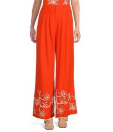 Alex Marie Pants amp Jumpsuits Alex Marie Bright Orange Wideleg Pants With White Embroidered Hem 6 Poshmark at Poshmark